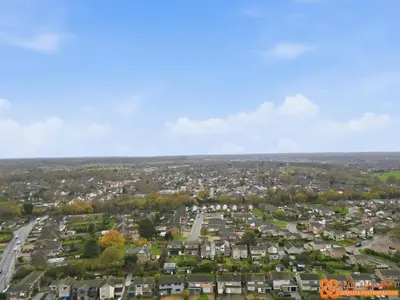 an aerial view of a city with houses at 4 Bed, 2 Bath Detached House, Parking, Fast Wifi in Colchester