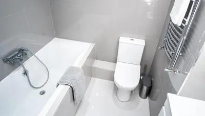 a white bathroom with a toilet and a shower at Modern cottage! 5 mins from central line! in Theydon Bois