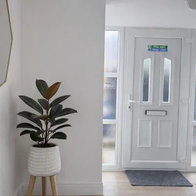 a plant in a vase next to a door at Spacious 2BR Designer Home in Newmarket , Private Grounds & Garden in Newmarket