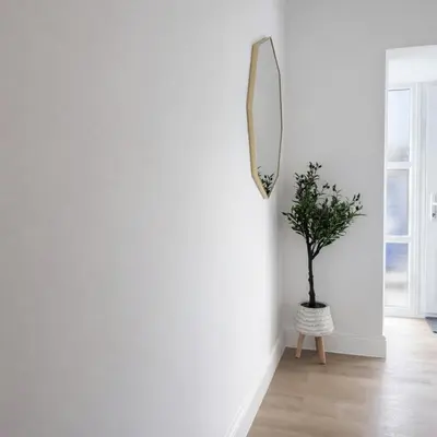 a mirror in a white room with a potted plant at Spacious 2BR Designer Home in Newmarket , Private Grounds & Garden in Newmarket