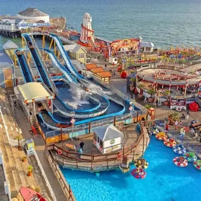 an aerial view of a water park on a cruise ship at Caravan in Clacton-on-Sea in Little Clacton