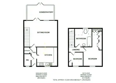 a floor plan of a house at Little Chequers in Friston