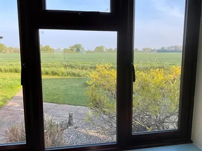a view of a field from a window at Pheasant Suites in Colchester
