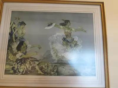 a framed picture of a painting of dancers at The Greyhound - Historic former Inn in Glemsford