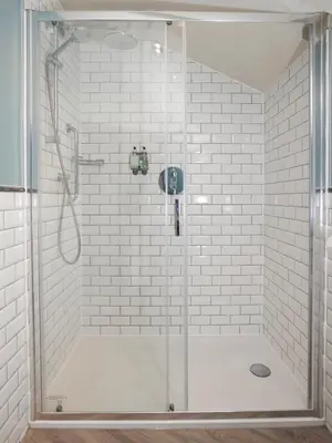 a shower with a glass door in a bathroom at Feathers by Chef & Brewer Collection in Wadesmill