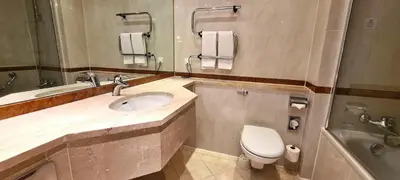 a bathroom with a sink and a toilet at Manor Of Groves Hotel, Golf & Health Club in Sawbridgeworth