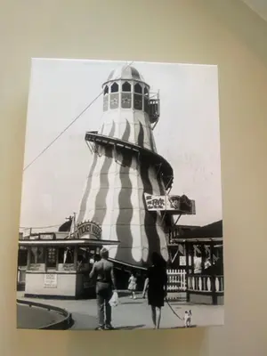 a black and white photo of a lighthouse at Pebbles Guest House in Southend-on-Sea
