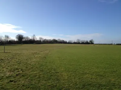 a large green field with trees in the distance at The Olde Windmill Inn in Great Cressingham