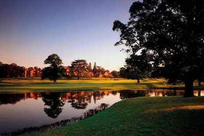 a tree on a golf course with a pond at Hanbury Manor Marriott Hotel & Country Club in Ware