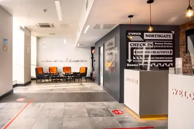 a conference room with chairs and a table at easyHotel Ipswich in Ipswich