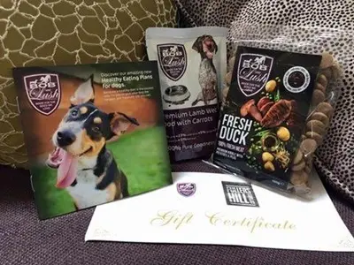 a package of dog food sitting on a table at Fullers Hill Cottages in Little Grandsen