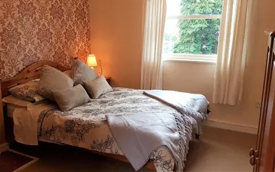 a bedroom with a bed with pillows and a window at The Pelican Guesthouse in Ashwellthorpe