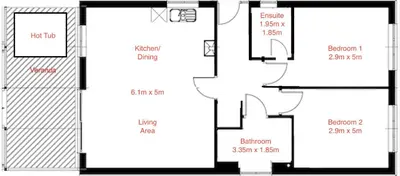 a floor plan of a house at Waterside Lodges Cambridge in Cambridge