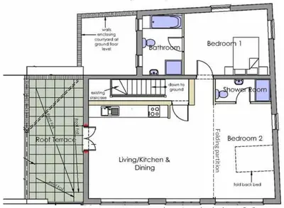 a floor plan of a house at Spacious Apartment with Roof Terrace, near The Waterfront, Ipswich in Ipswich