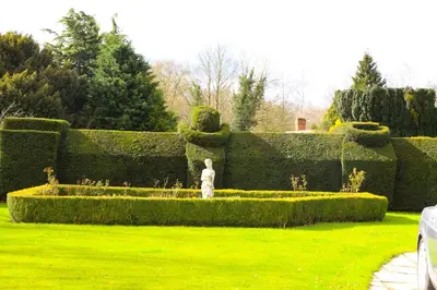a person standing in the middle of a garden at Little Easton Manor in Great Easton