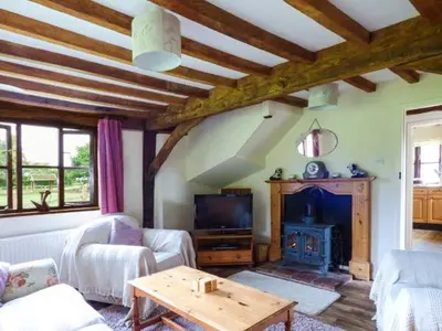a living room with a couch and a fireplace at The Granary in Norwich