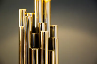 a close up of a metal object with gold at Velvet 1-bedroom apartment, Clockhouse, Hoddesdon in Hoddesdon