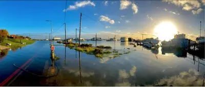 a view of a river with boats in it at Island Retreat with HotTub in West Mersea