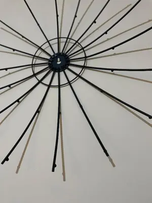 a close up of a black and white umbrella at Cosy central 1 bedroom flat near city centre & station in Cambridge