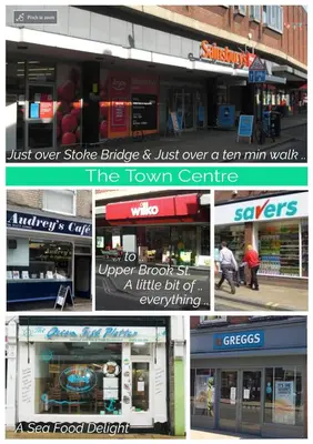 a collage of four pictures of a town centre at Victorian Terrace Old Stoke - With Self Check In and Free Parking - Rooms at ipswichdigs in Ipswich
