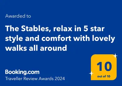 a yellow box with a star style and comfort with loyalty walks all around at The Stables, relax in 5 star style and comfort with lovely walks all around in Great Maplestead