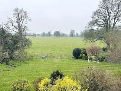 a field with a soccer ball and a goal at Charming Annexe in a rural setting in Newton