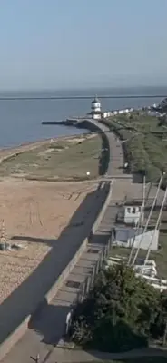 an aerial view of a road next to the ocean at Seaview B&B in Harwich