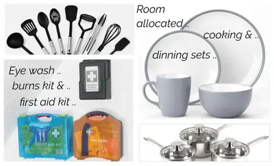a collage of pictures of kitchen utensils and appliances at Town House Chantry - With Self Check In and Free Parking - Rooms at ipswichdigs in Ipswich