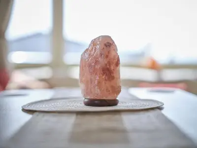 a donut sitting on a plate on a table at Lighthouse Holiday Retreat in West Mersea